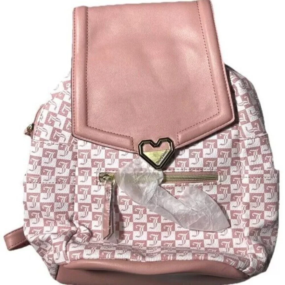 Juicy Couture Modern Pink White Medium Mini Backpack Pink Heart Logo Brand NEW